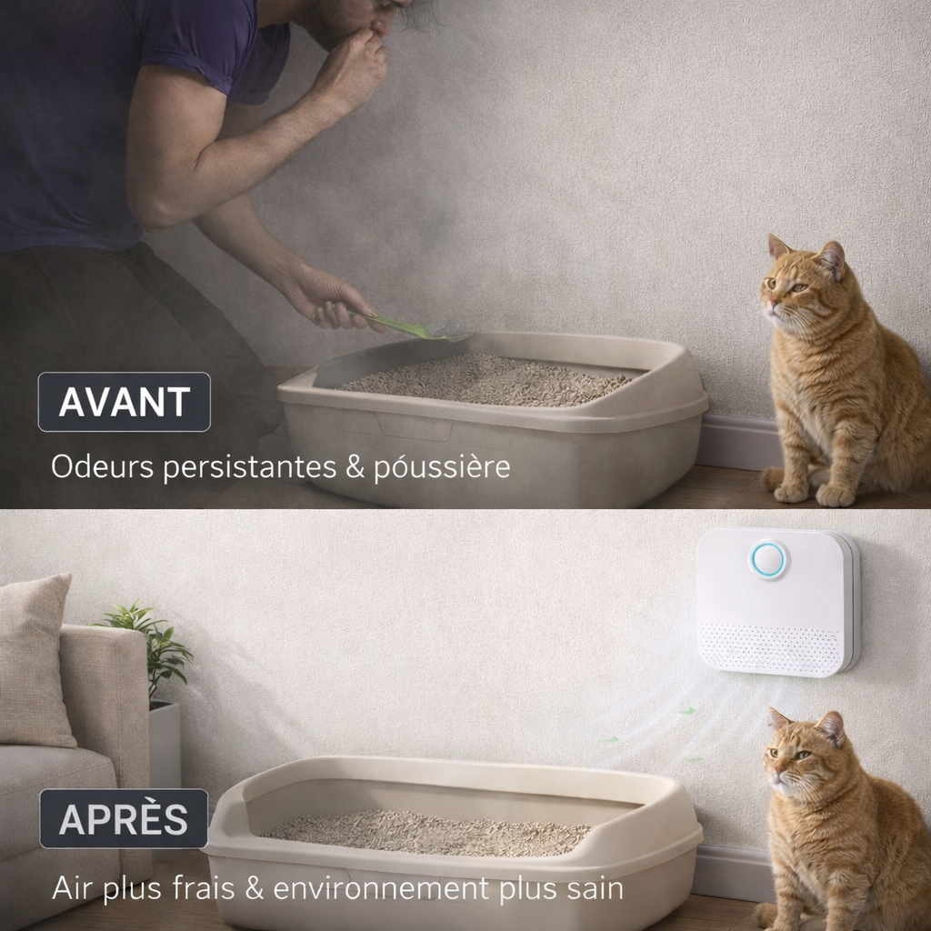 LitiFresh™ – Désodorisant Intelligent pour Litière de Chat